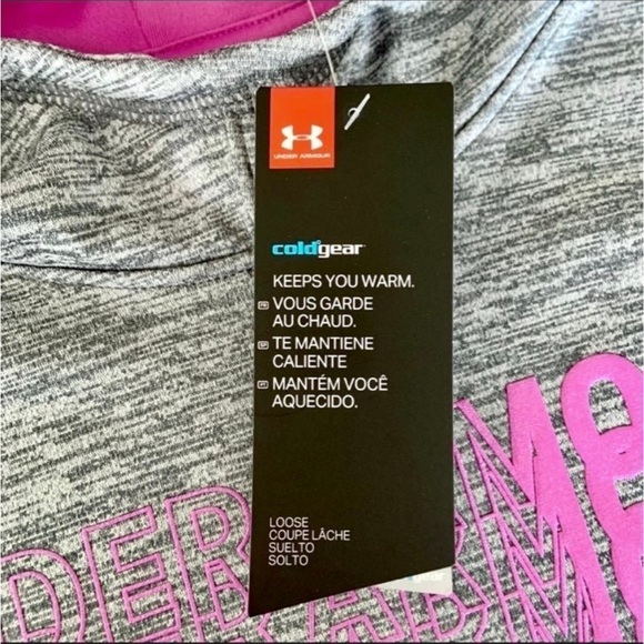 Under Armour ColdGear®•NWT•Youth Medium•Charcoal/Fuchsia Hoodie Style Pullover🌼 - Picture 8 of 10